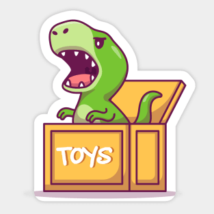 Cute Dinosaur In Box Sticker